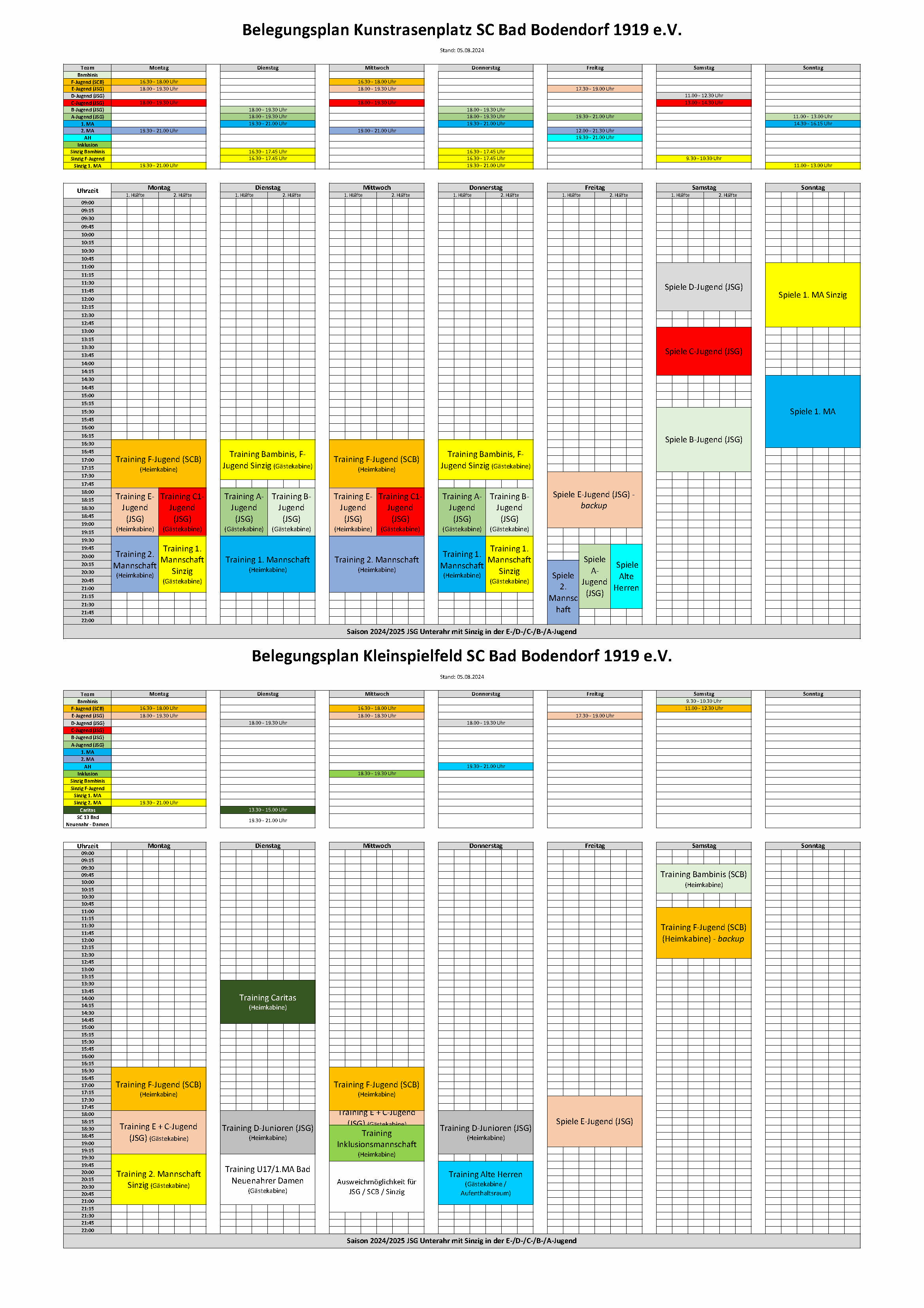 Scb Sportplatzbelegung 24 25 Mit Sinzig Und Bad Neuenahr Und Caritas 050824 Grafik